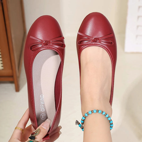 Elegant Red Ballet Flats for Women 2026 – Soft Lightweight Bow Slip On Shoes, Comfortable Everyday Casual Office Flats