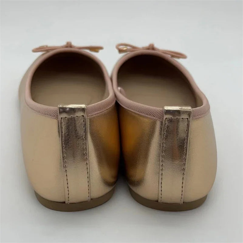 Women Metallic Flat Shoes – Quiet Luxury Chic Slip On Ballet Flats
