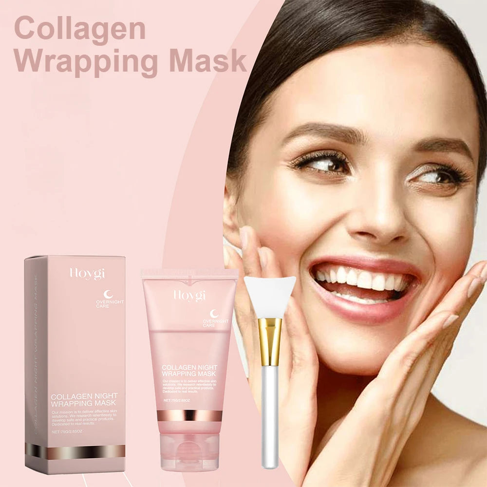 Collagen Overnight Wrapping Mask Peel Off Facial Mask Deep Hydration Korean Skincare Anti Aging Sleeping Face Mask 75g